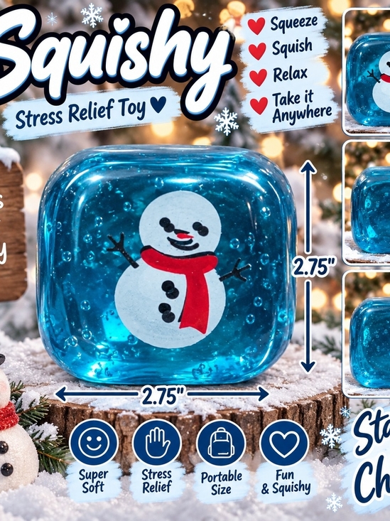 Accessories - Squishy Stress Relief Toy - Blue Snowman Squeeze
